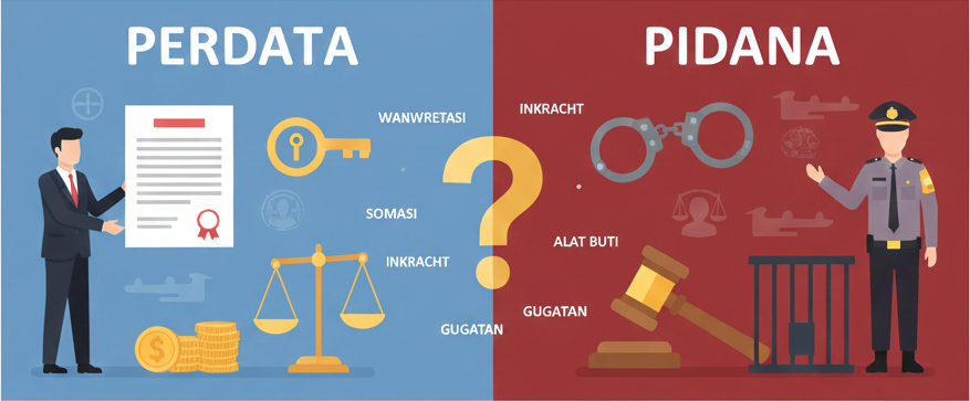 Infografis perbedaan hukum perdata dan pidana untuk UMKM dan individu